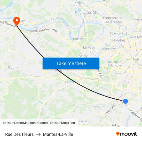 Rue Des Fleurs to Mantes-La-Ville map