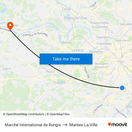 Marché International de Rungis to Mantes-La-Ville map