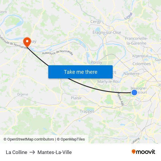 La Colline to Mantes-La-Ville map