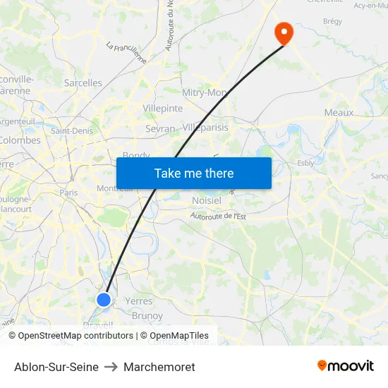 Ablon-Sur-Seine to Marchemoret map