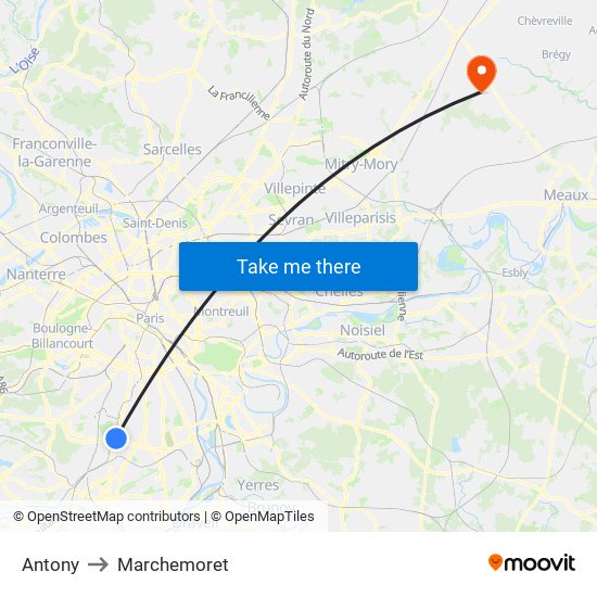 Antony to Marchemoret map
