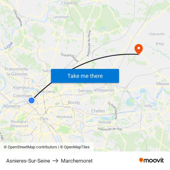 Asnieres-Sur-Seine to Marchemoret map