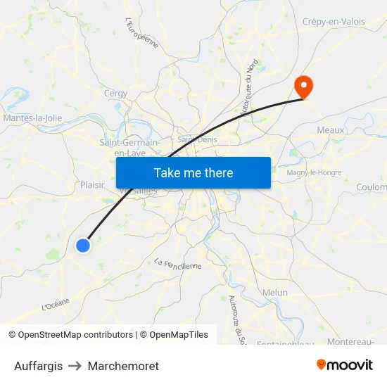 Auffargis to Marchemoret map
