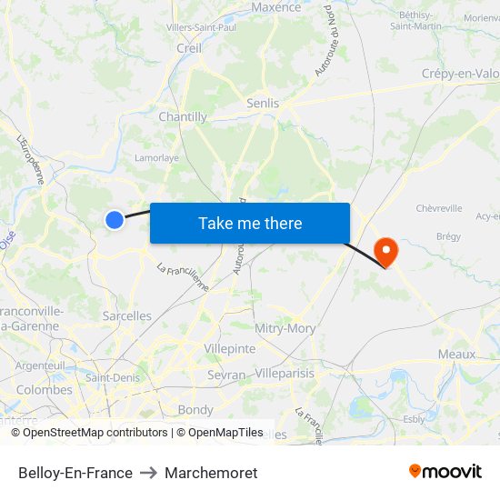 Belloy-En-France to Marchemoret map