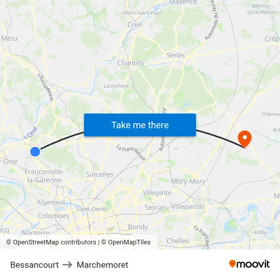 Bessancourt to Marchemoret map