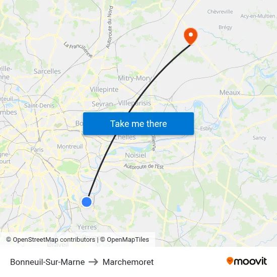 Bonneuil-Sur-Marne to Marchemoret map