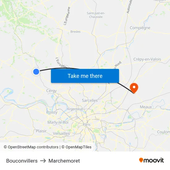 Bouconvillers to Marchemoret map