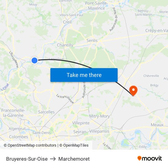 Bruyeres-Sur-Oise to Marchemoret map