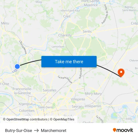 Butry-Sur-Oise to Marchemoret map