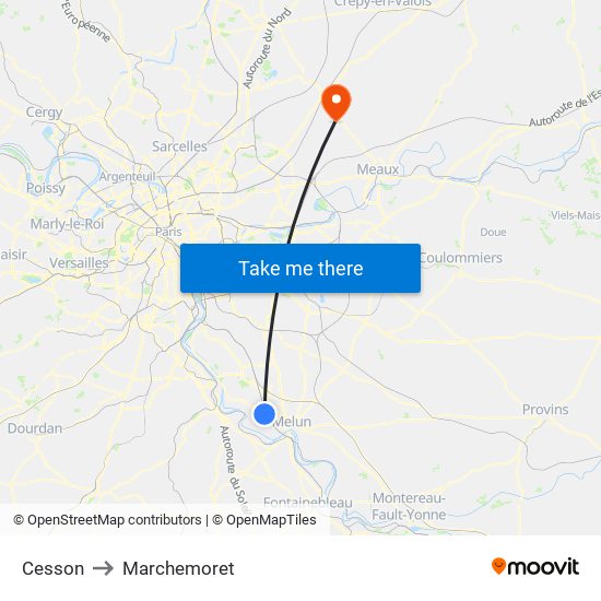 Cesson to Marchemoret map