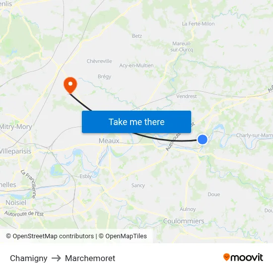 Chamigny to Marchemoret map