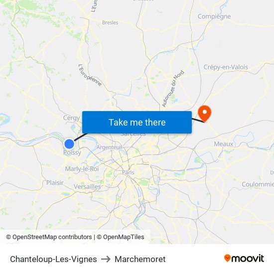 Chanteloup-Les-Vignes to Marchemoret map
