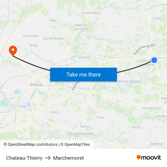 Chateau-Thierry to Marchemoret map