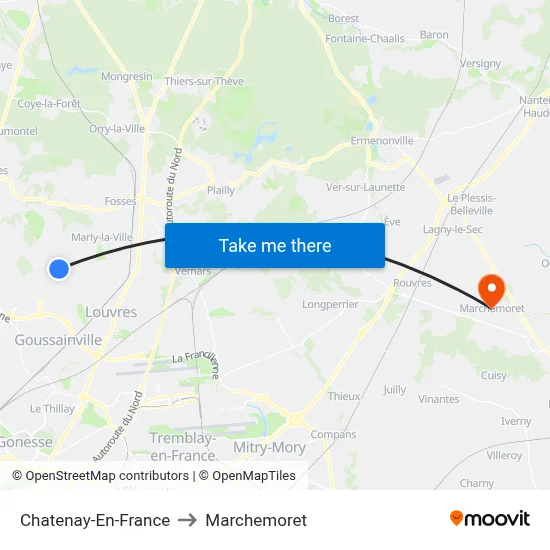 Chatenay-En-France to Marchemoret map