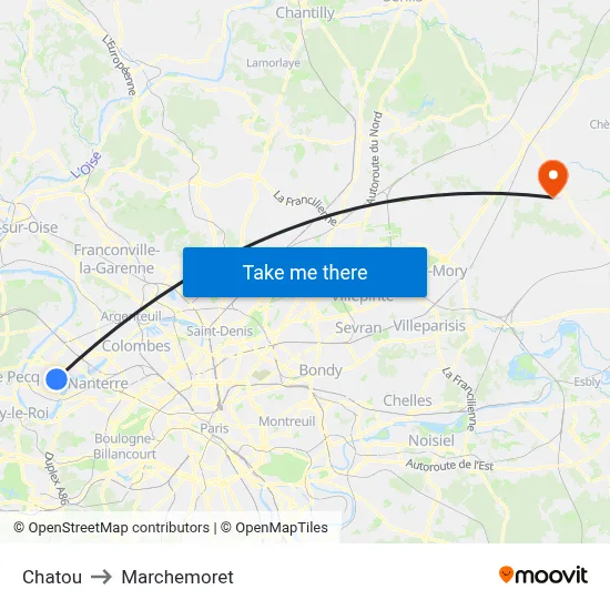 Chatou to Marchemoret map