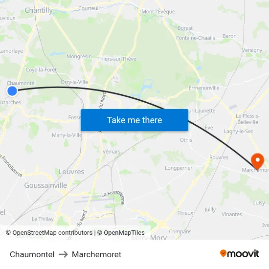 Chaumontel to Marchemoret map