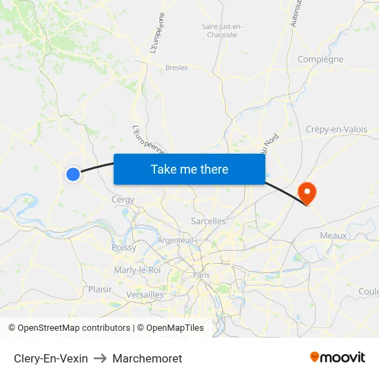 Clery-En-Vexin to Marchemoret map