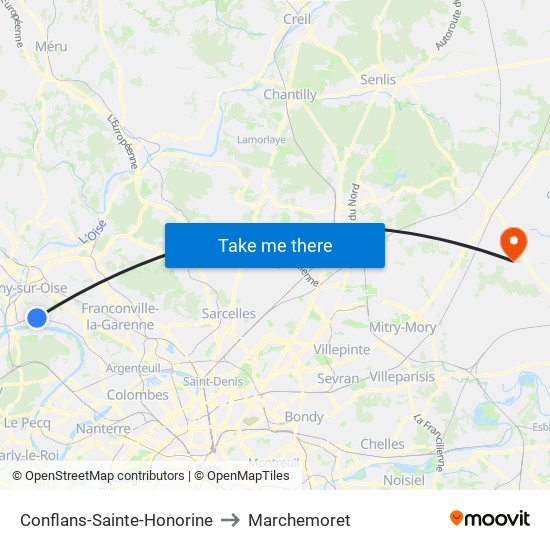 Conflans-Sainte-Honorine to Marchemoret map