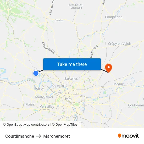 Courdimanche to Marchemoret map