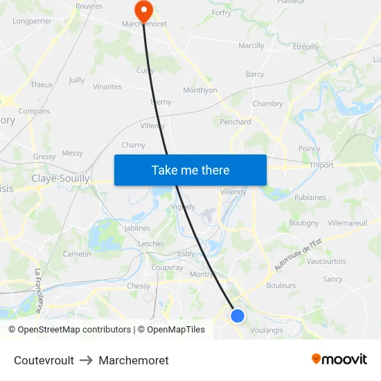 Coutevroult to Marchemoret map