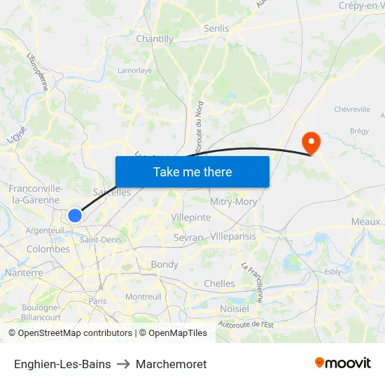 Enghien-Les-Bains to Marchemoret map