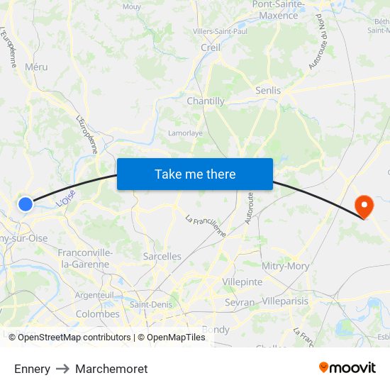 Ennery to Marchemoret map