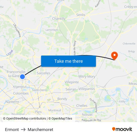 Ermont to Marchemoret map