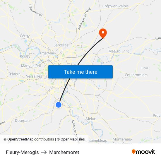 Fleury-Merogis to Marchemoret map