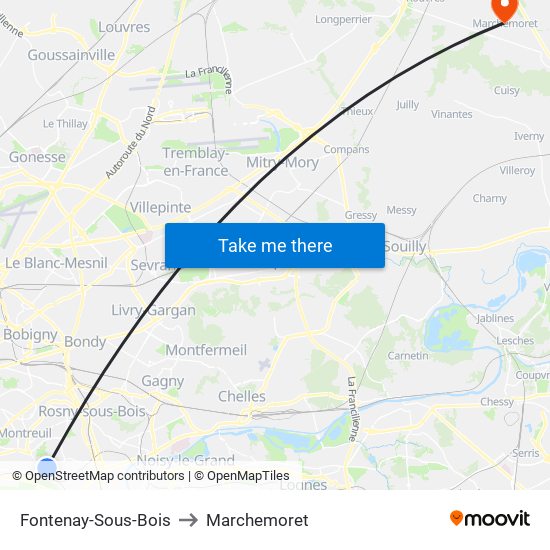 Fontenay-Sous-Bois to Marchemoret map