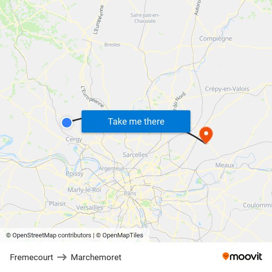 Fremecourt to Marchemoret map