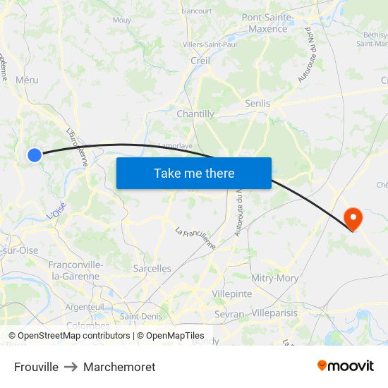 Frouville to Marchemoret map