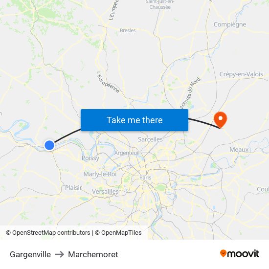 Gargenville to Marchemoret map