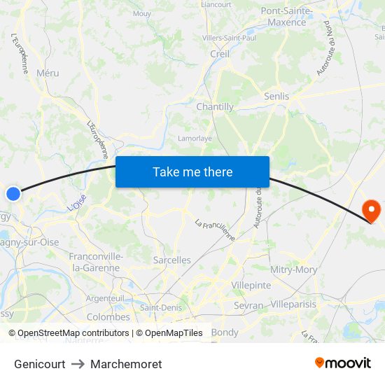 Genicourt to Marchemoret map