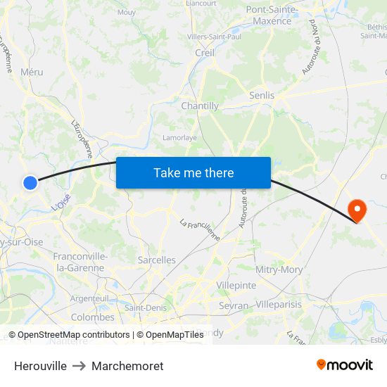 Herouville to Marchemoret map