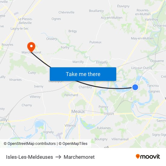 Isles-Les-Meldeuses to Marchemoret map