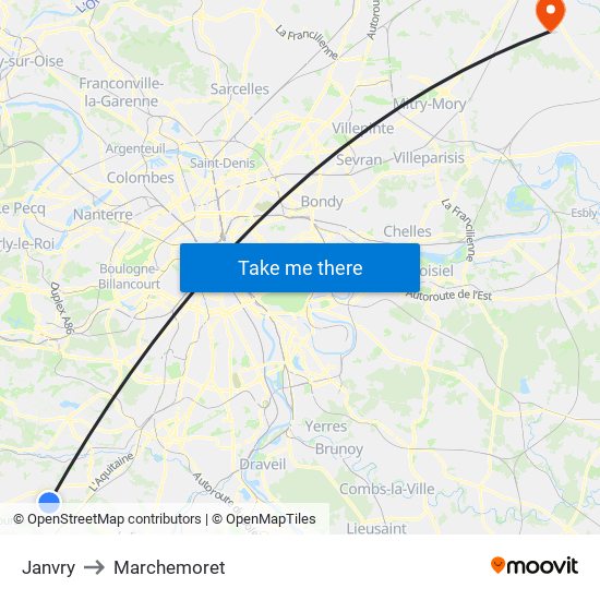 Janvry to Marchemoret map