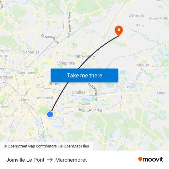 Joinville-Le-Pont to Marchemoret map