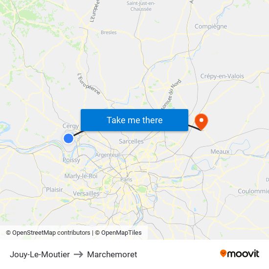Jouy-Le-Moutier to Marchemoret map