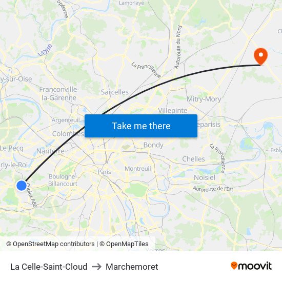 La Celle-Saint-Cloud to Marchemoret map