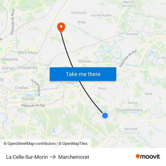 La Celle-Sur-Morin to Marchemoret map