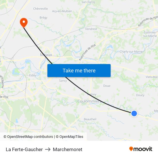 La Ferte-Gaucher to Marchemoret map