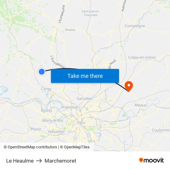 Le Heaulme to Marchemoret map