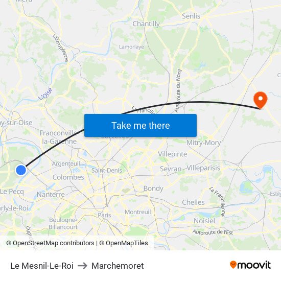 Le Mesnil-Le-Roi to Marchemoret map