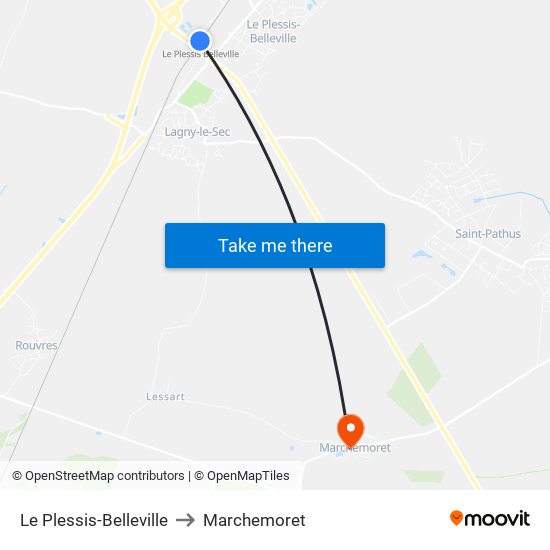 Le Plessis-Belleville to Marchemoret map