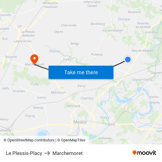 Le Plessis-Placy to Marchemoret map