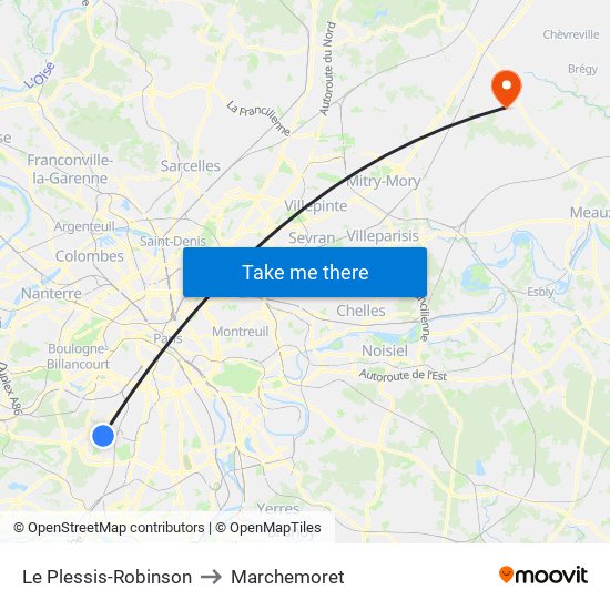 Le Plessis-Robinson to Marchemoret map