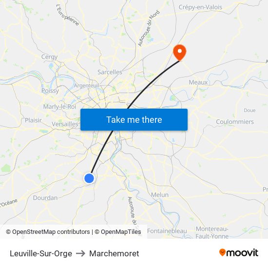 Leuville-Sur-Orge to Marchemoret map