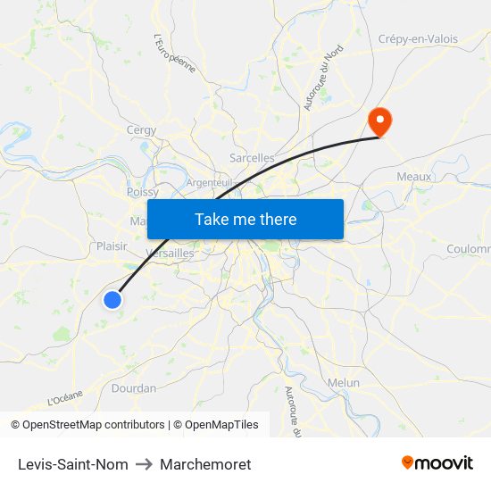 Levis-Saint-Nom to Marchemoret map