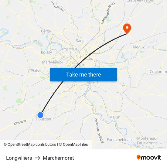 Longvilliers to Marchemoret map