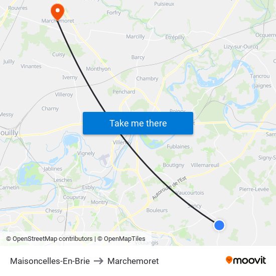 Maisoncelles-En-Brie to Marchemoret map